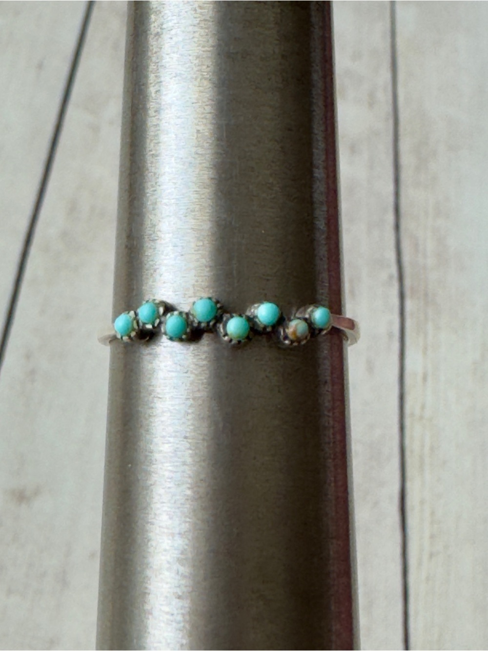 Sterling Silver Turquoise Bead Stack Ring - Women's Jewelry-size 7.5 - Picture 2 of 5